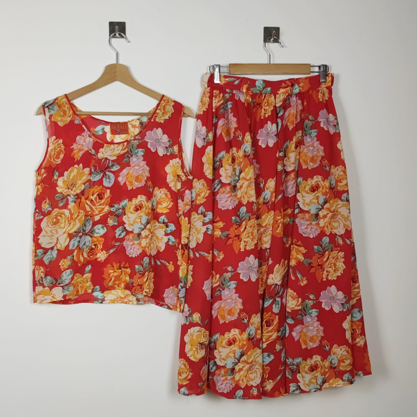 completo vintage Kenzo rosso fiori