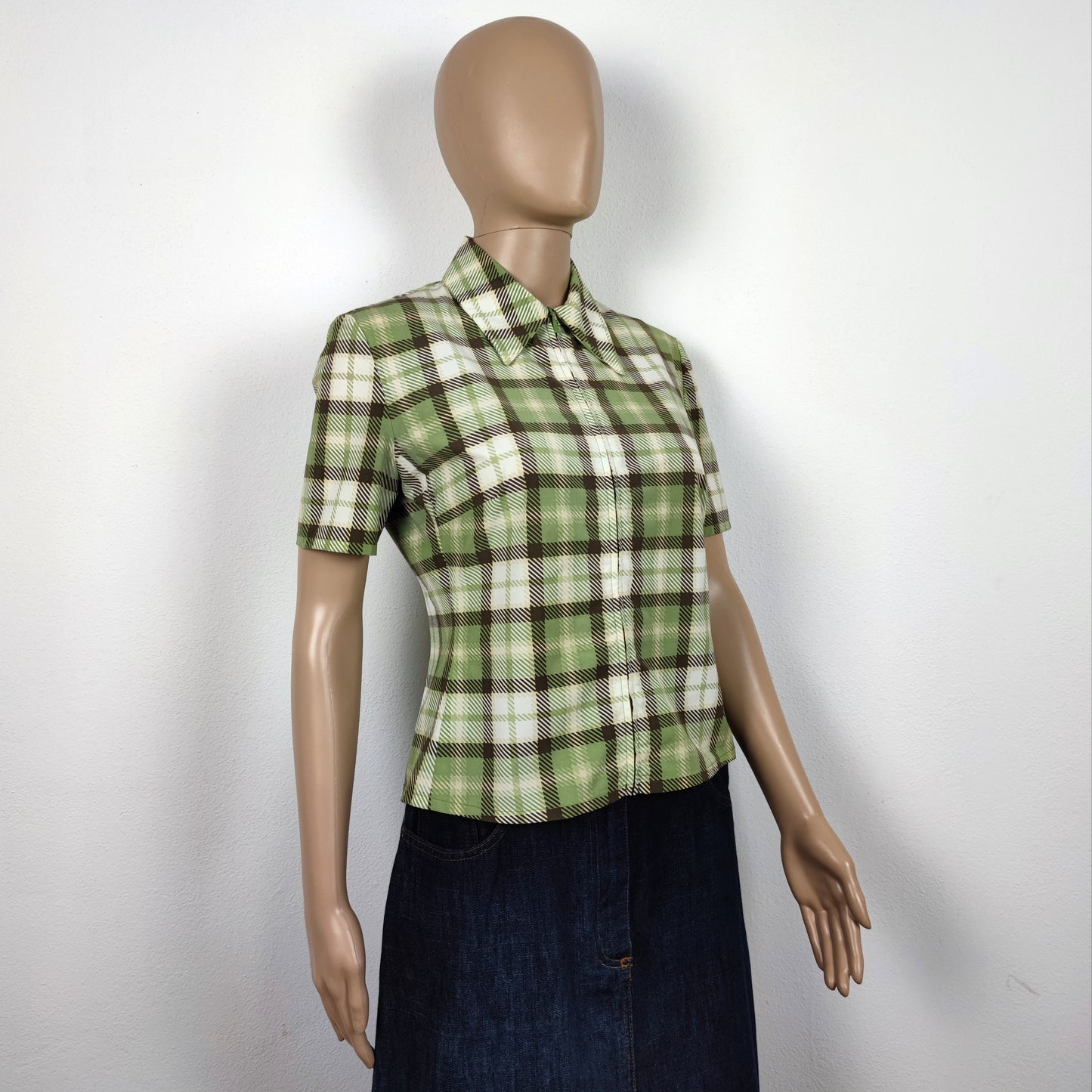 camicia verde a quadri