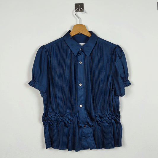 camicia Comme des Garçons blu con plissé