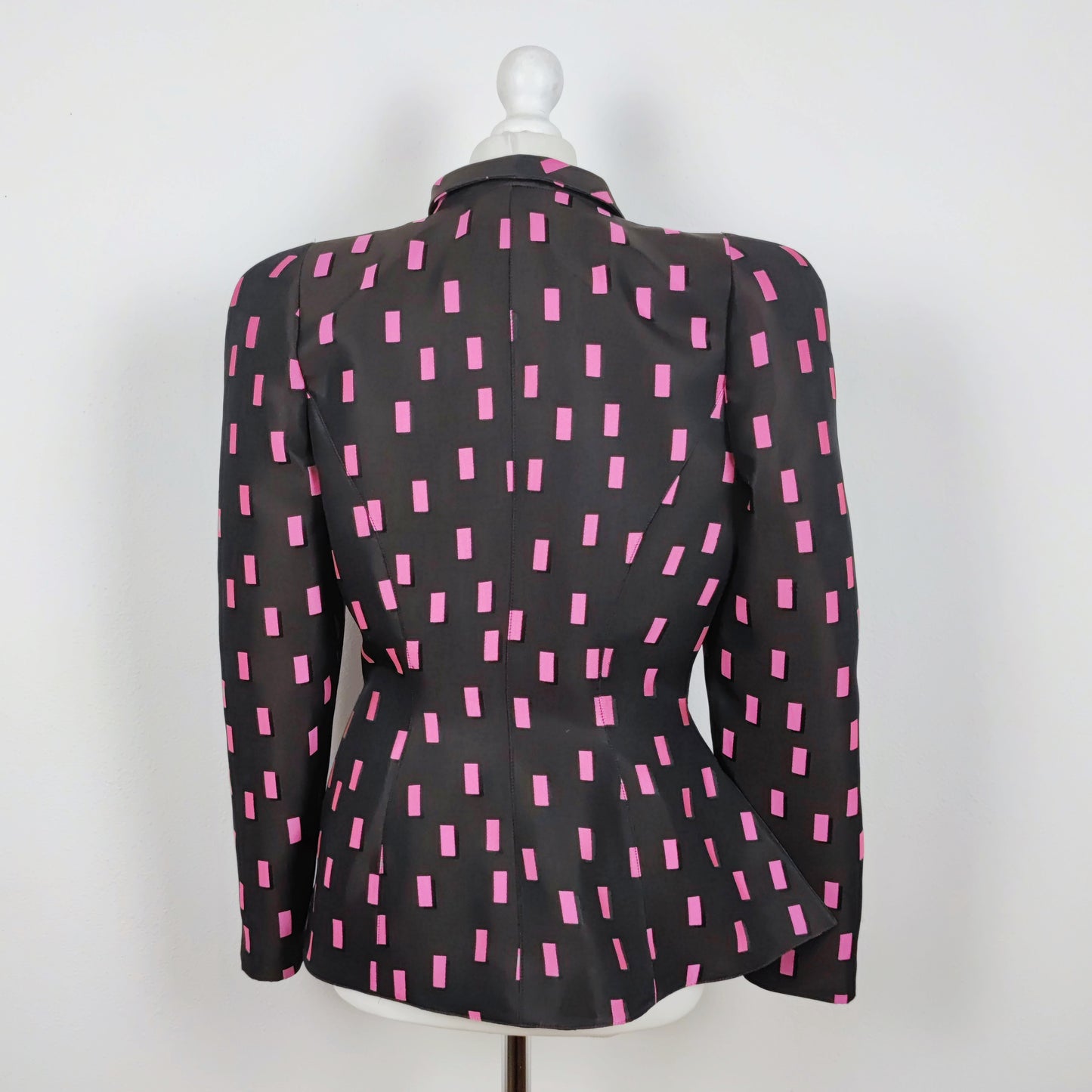 blazer Thierry Mugler stampa rettangoli rosa