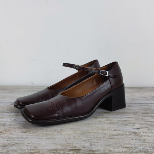 mary jane vintage pelle testa di moro