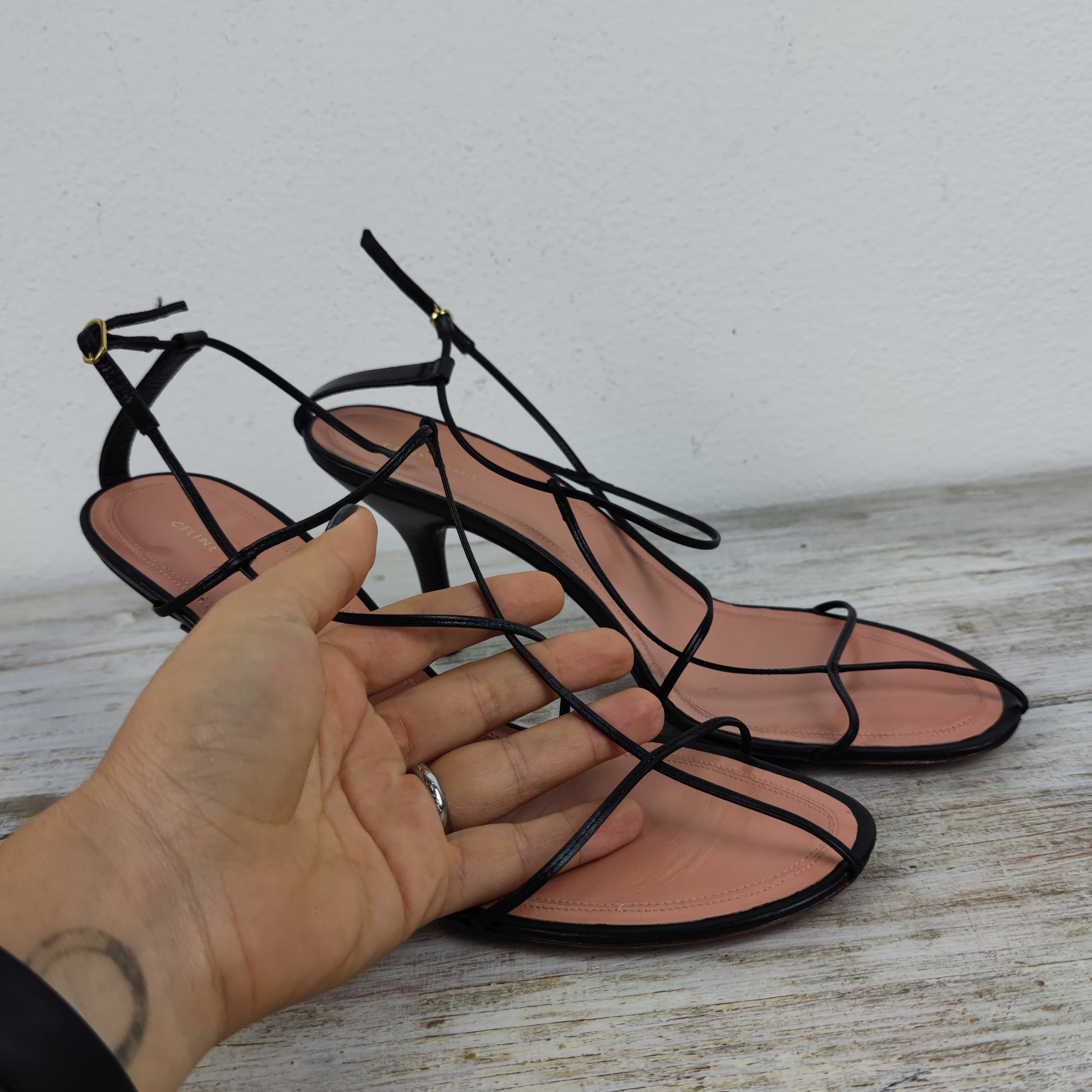 Celine strappy hot sale cage sandals