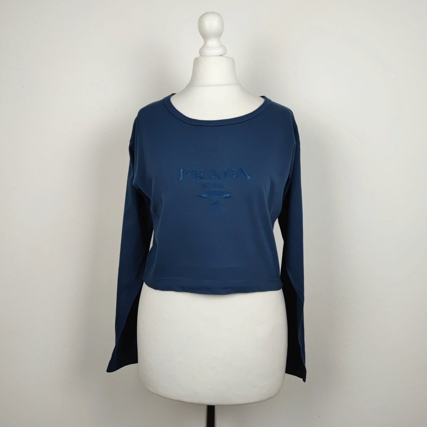 maglia Prada manica lunga in cotone blu