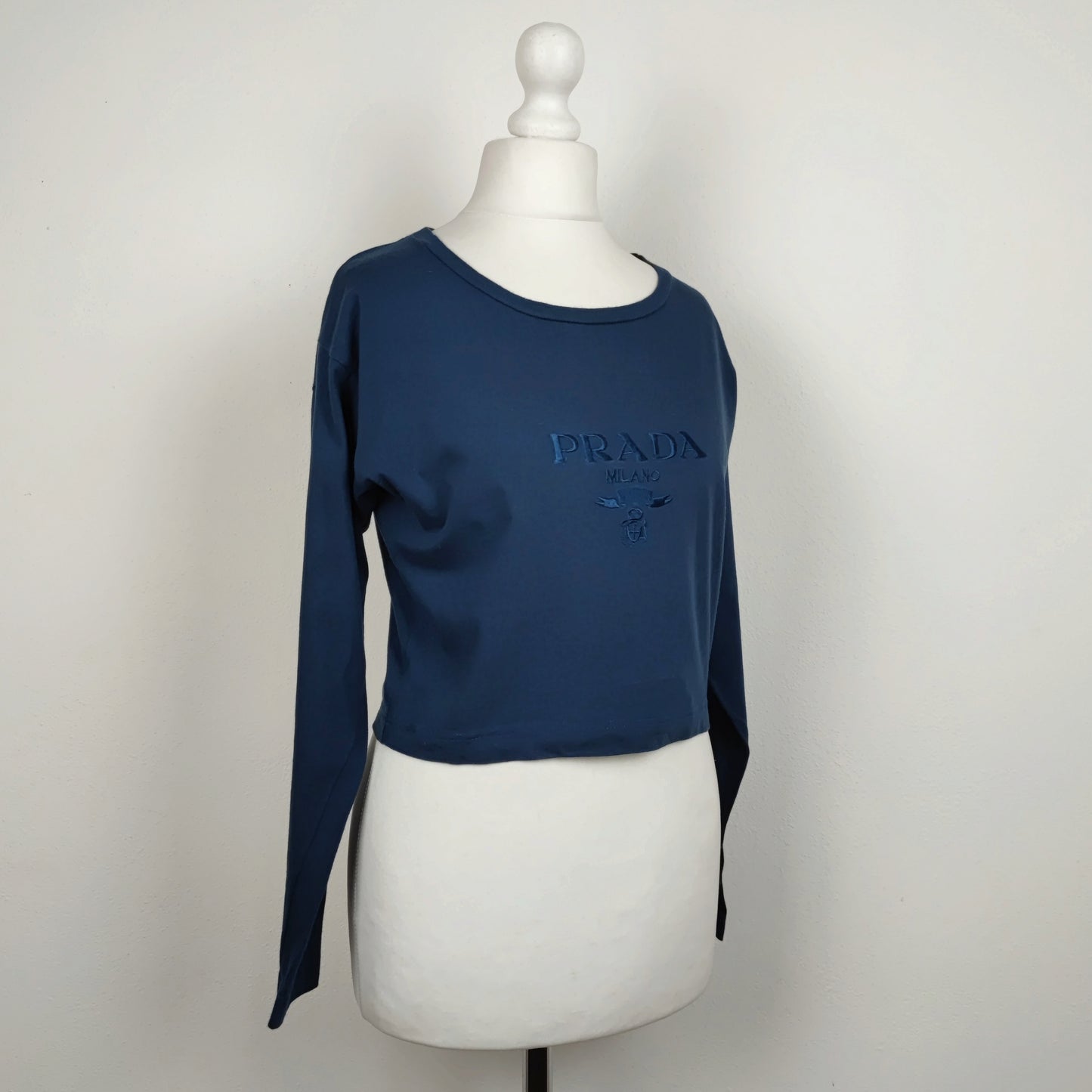 maglia Prada manica lunga in cotone blu