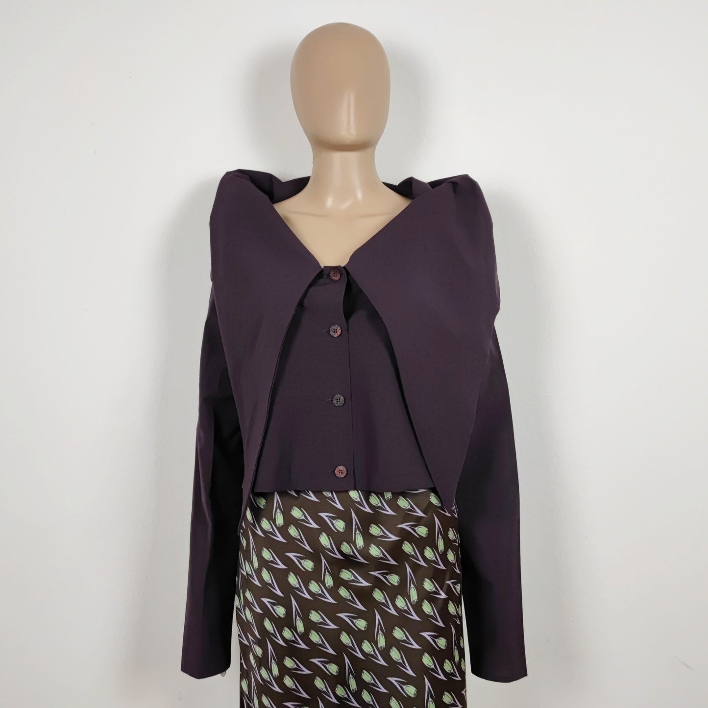 camicia Romeo Gigli viola con maxi collo