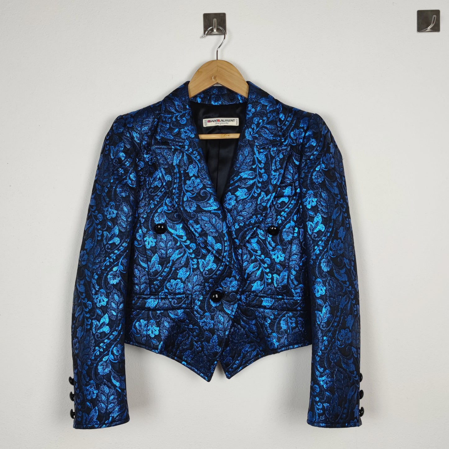 Giacca corta Saint Laurent lame' blu