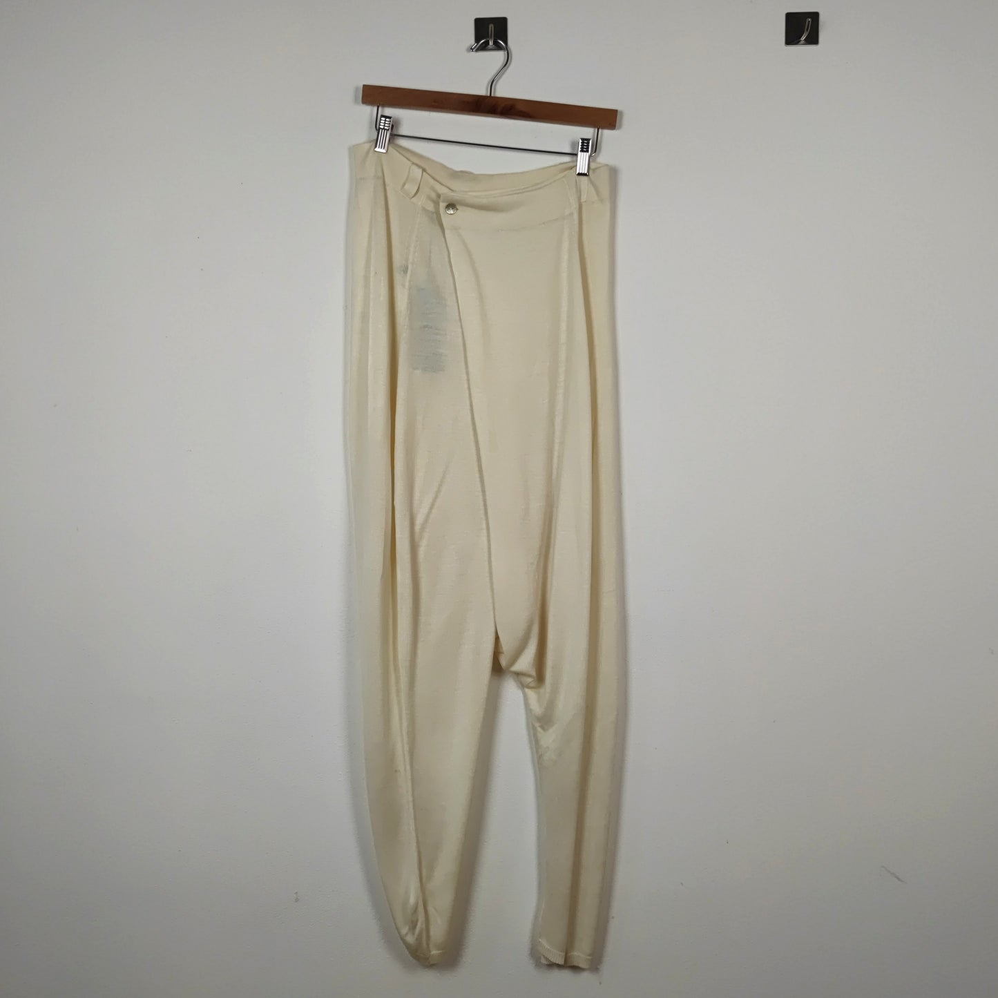 Pantaloni morbidi Stefanel seta e cotone bianco panna