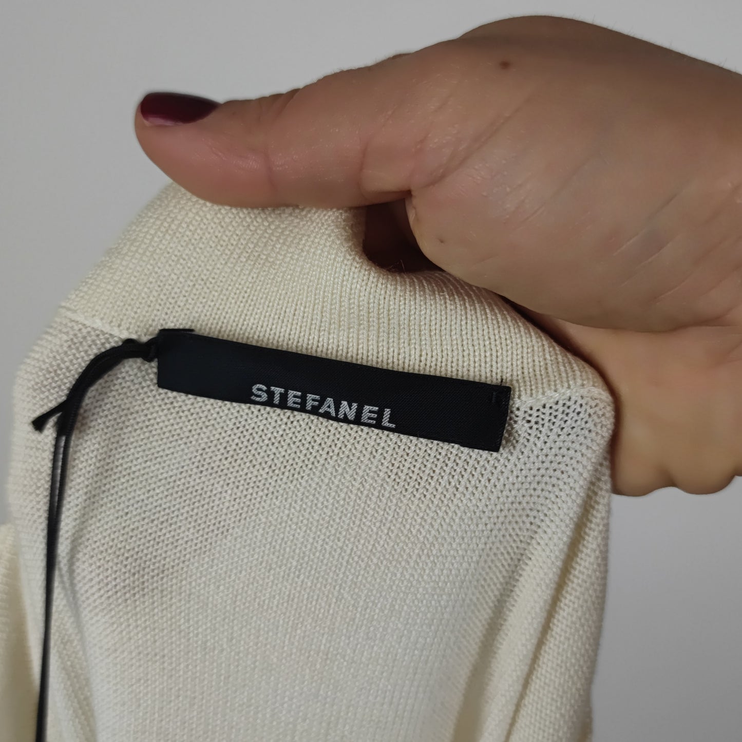 Pantaloni morbidi Stefanel seta e cotone bianco panna