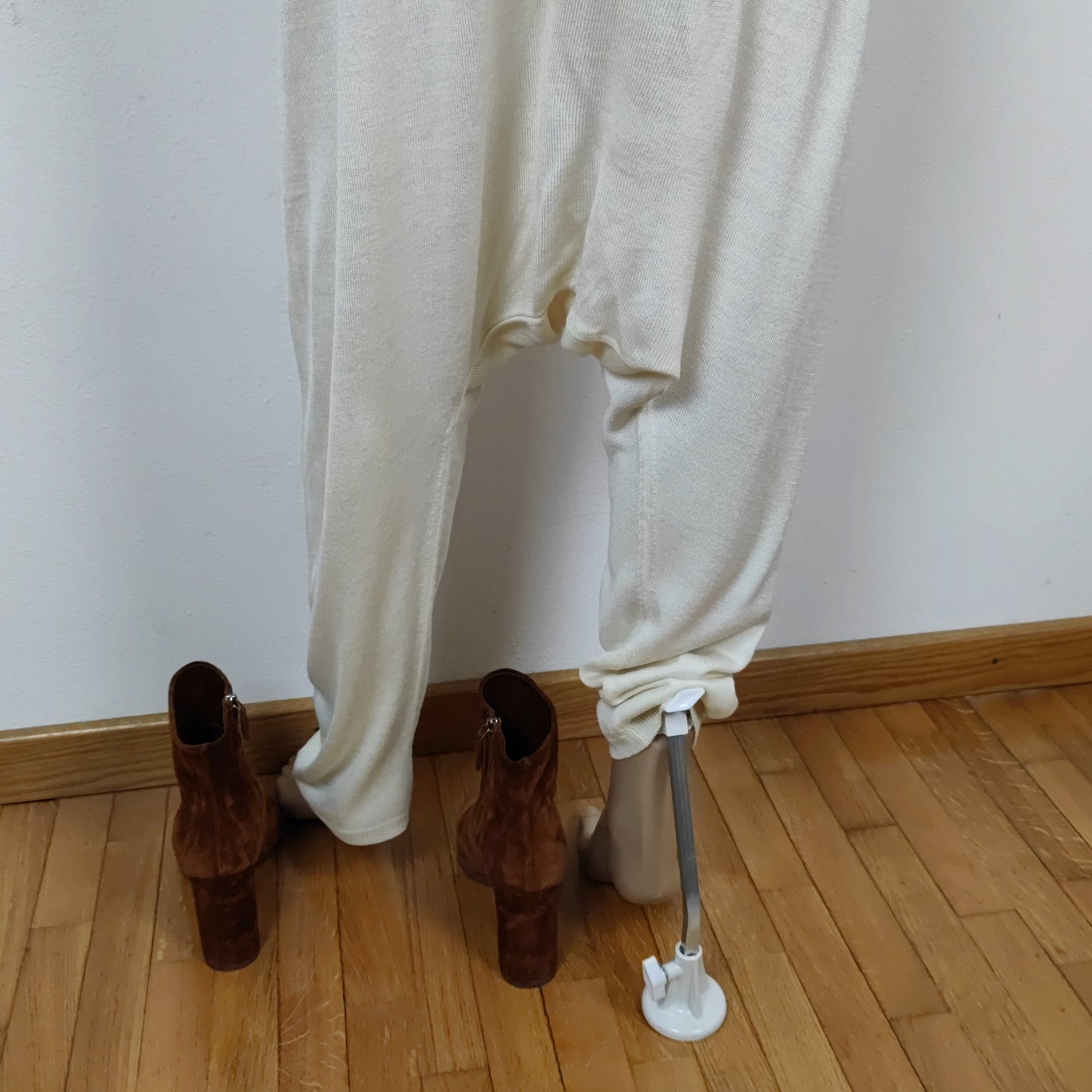 Pantaloni morbidi Stefanel seta e cotone bianco panna