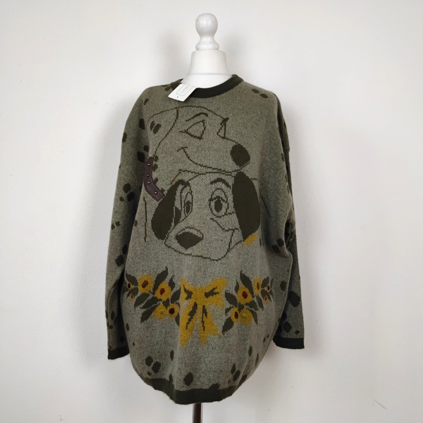 Maglione vintage verde con Pongo e Peggy