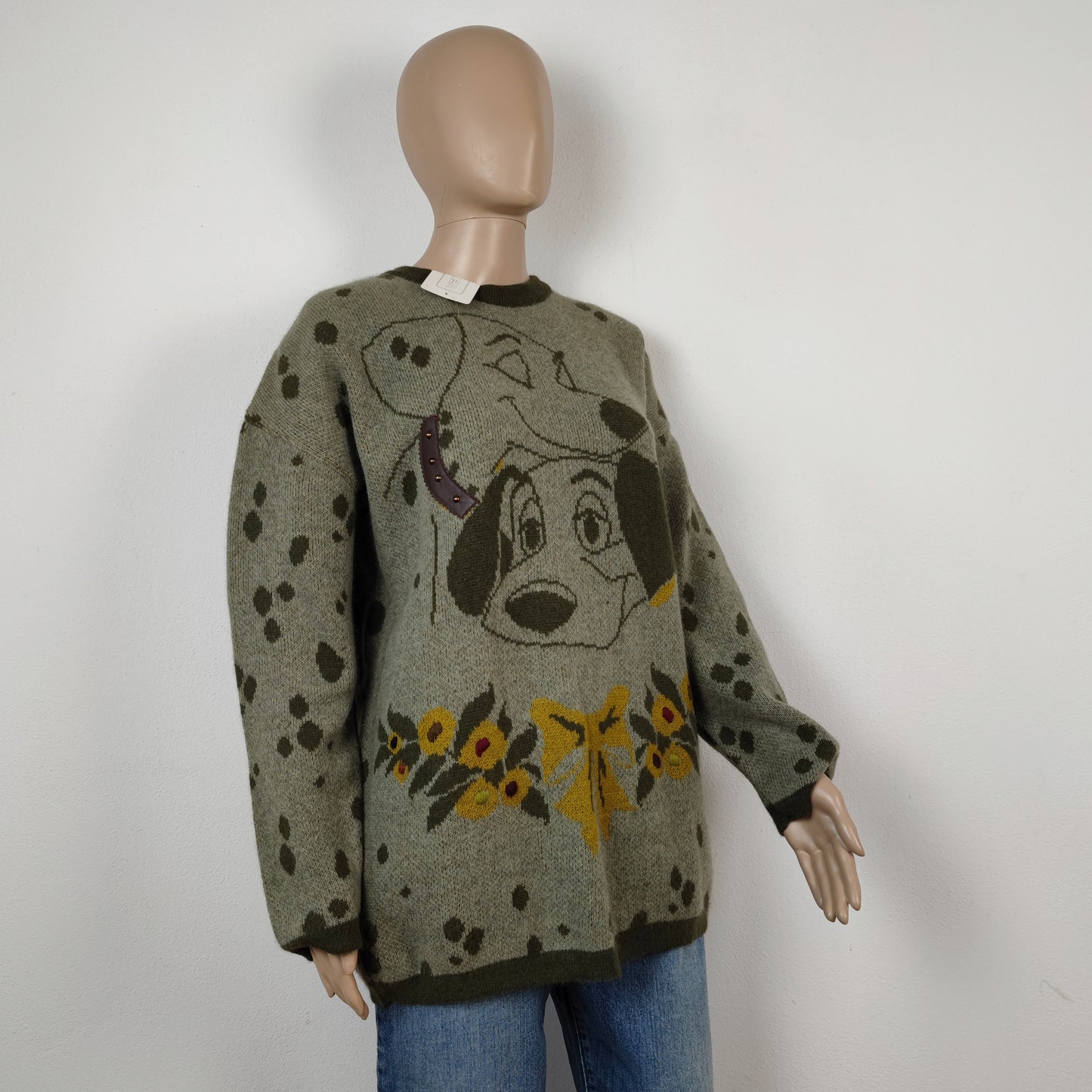 Maglione vintage verde con Pongo e Peggy