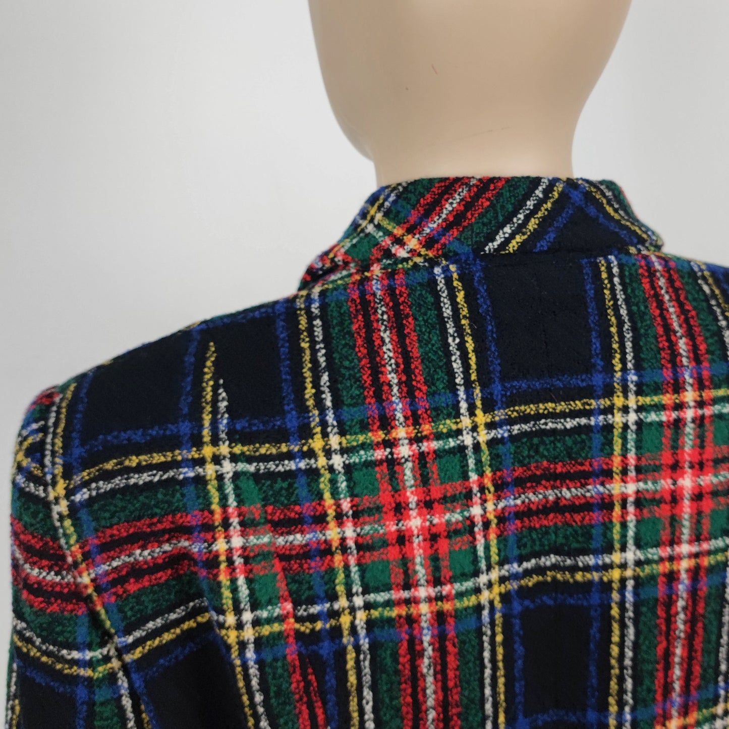 Blazer Moschino couture tartan bottoni cuore oro