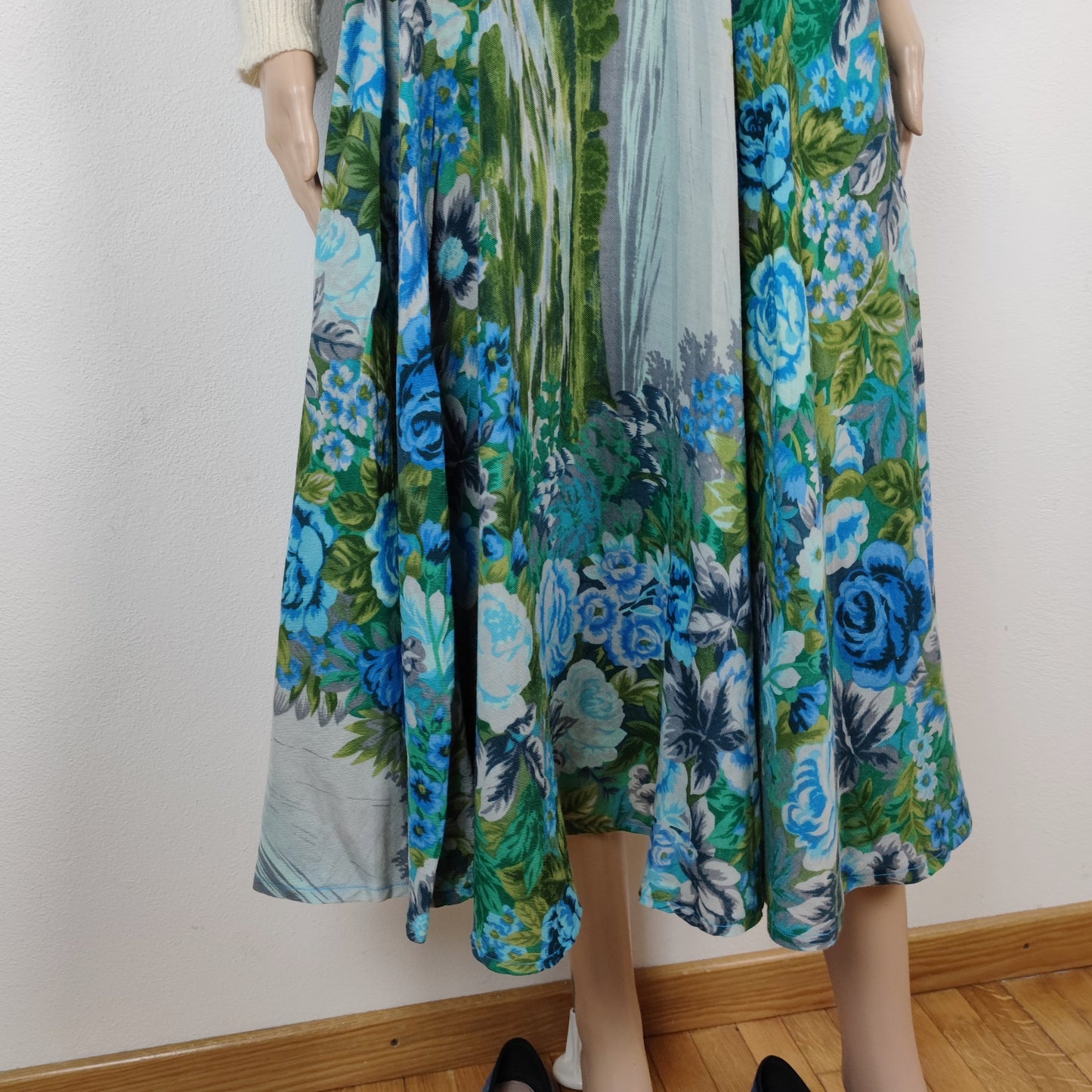 Gonna vintage Kenzo fiori azzurri