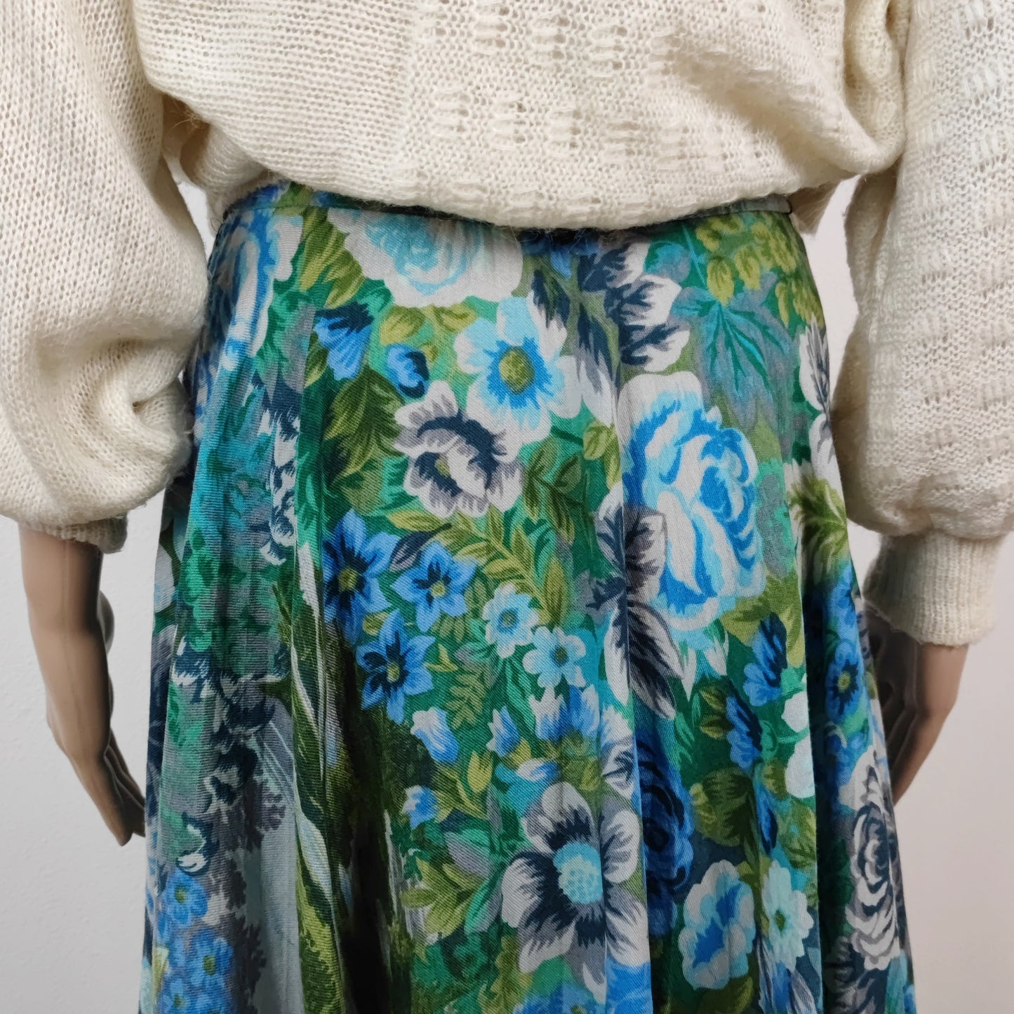 Gonna vintage Kenzo fiori azzurri