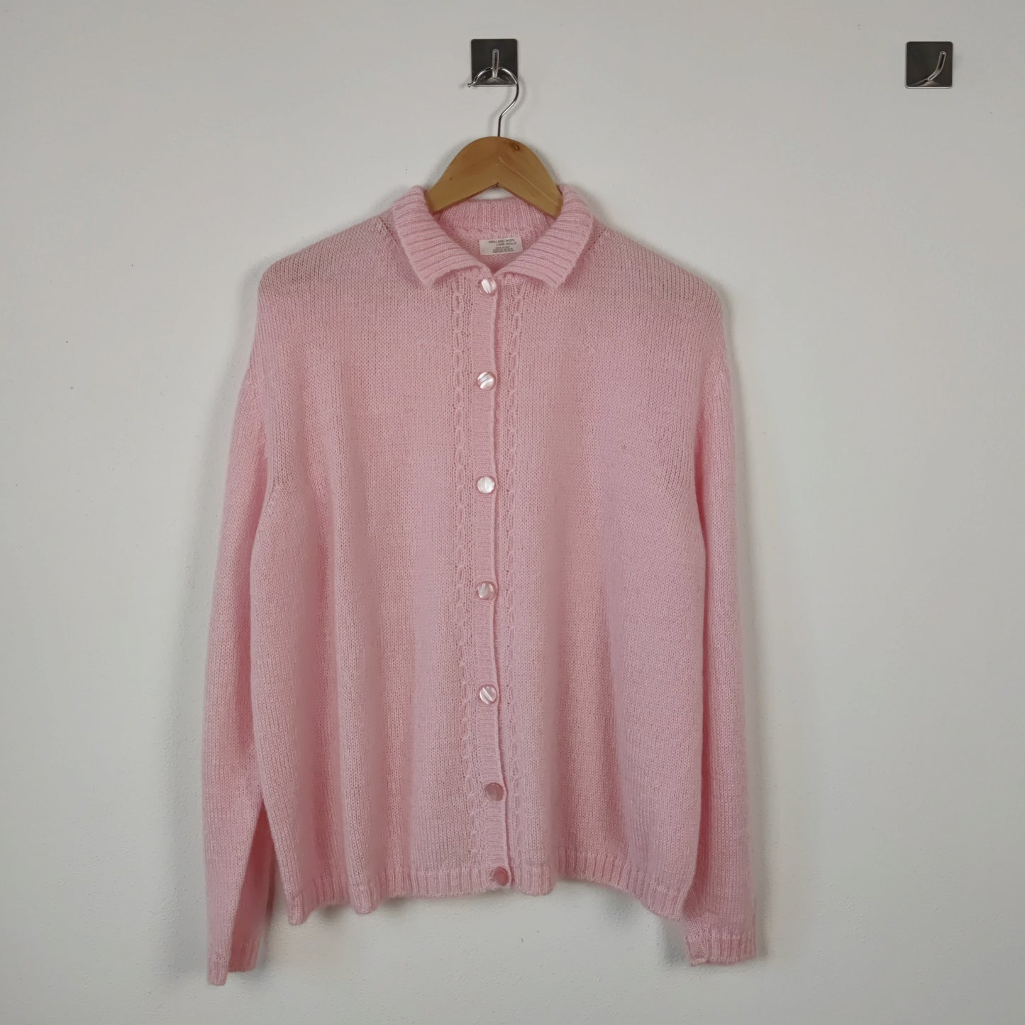 Cardigan vintage rosa pura lana