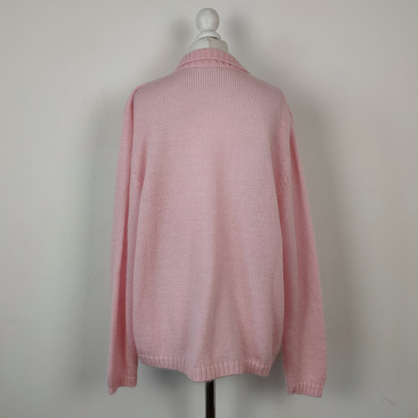 Cardigan vintage rosa pura lana