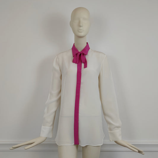 Camicia Prada 2015 pura seta talco + pink