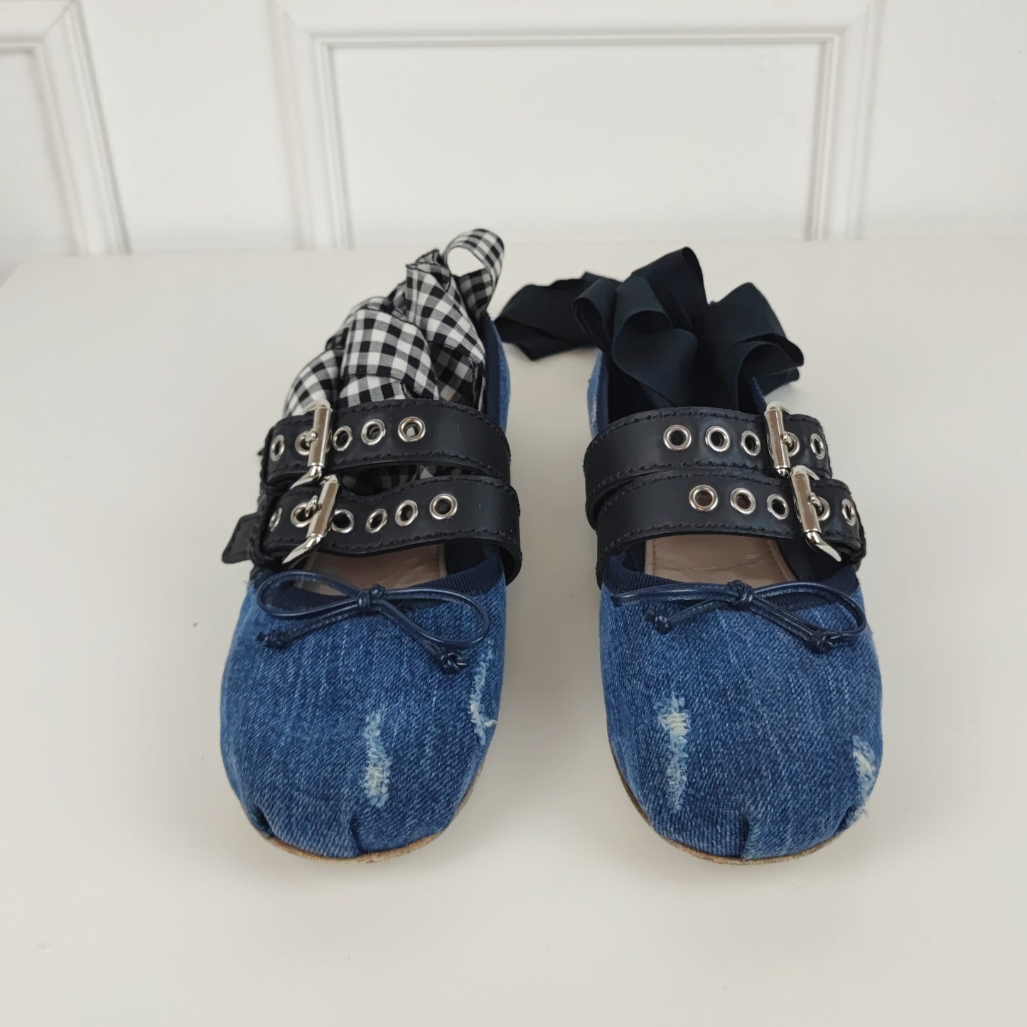 Ballerine Miu miu denim con lacci