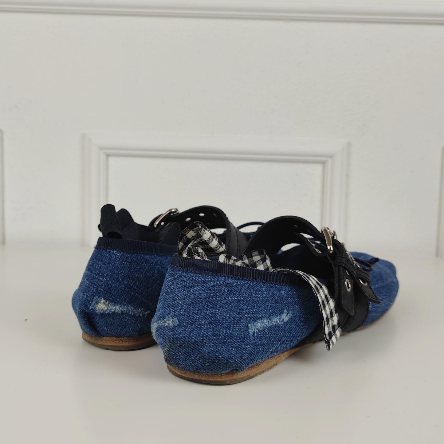 Ballerine Miu miu denim con lacci