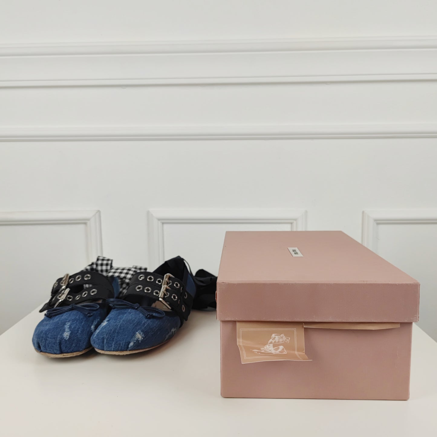 Ballerine Miu miu denim con lacci