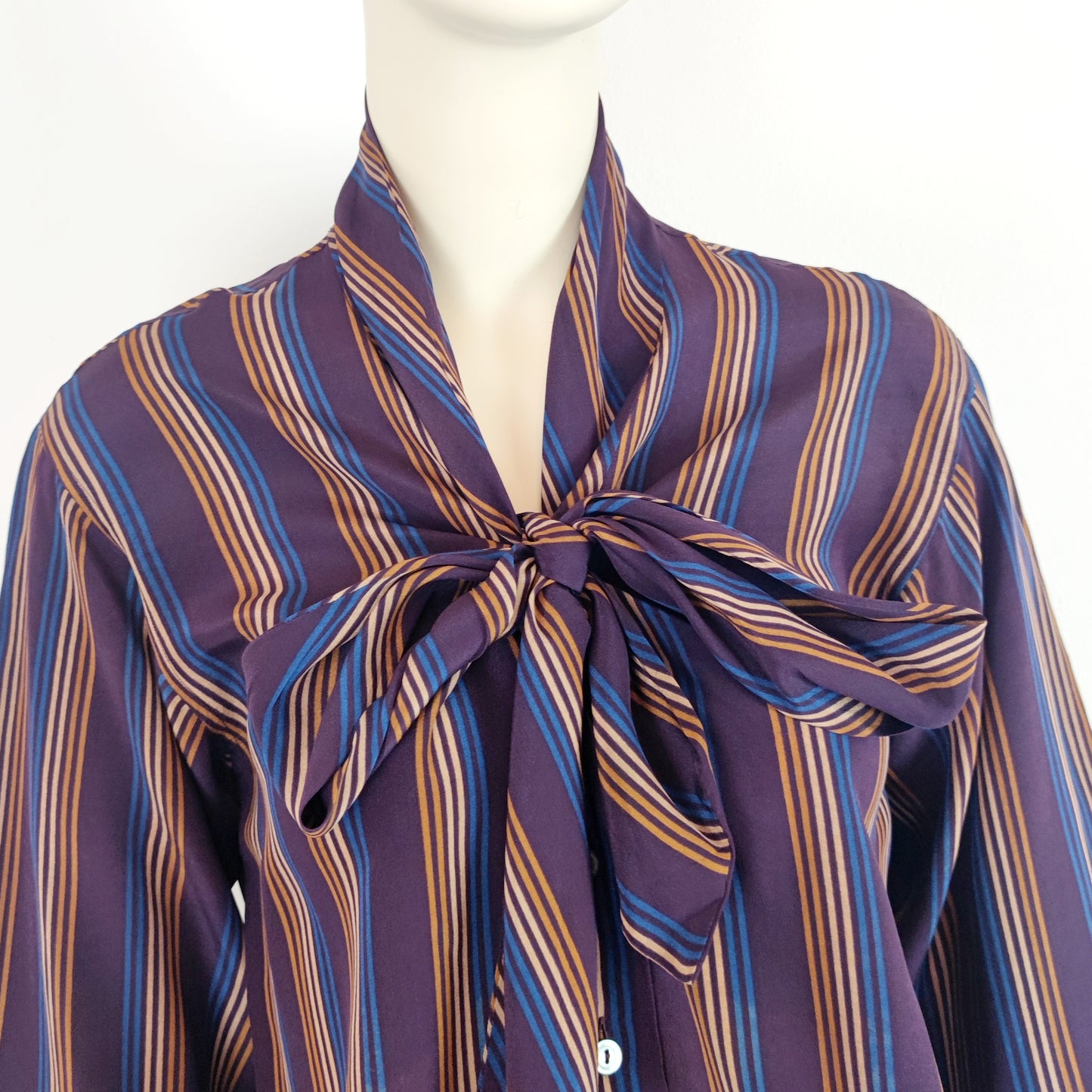 Camicia in seta Yves Sain Laurent righe viola