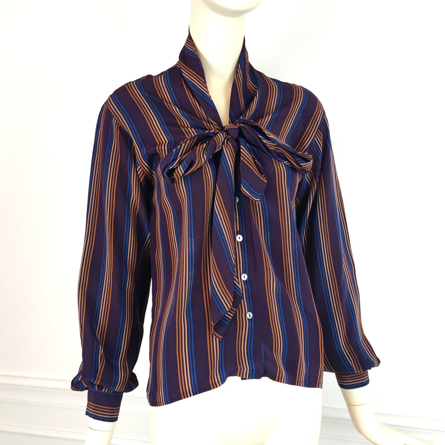 Camicia in seta Yves Sain Laurent righe viola