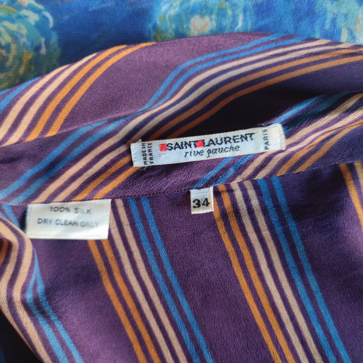 Camicia in seta Yves Sain Laurent righe viola